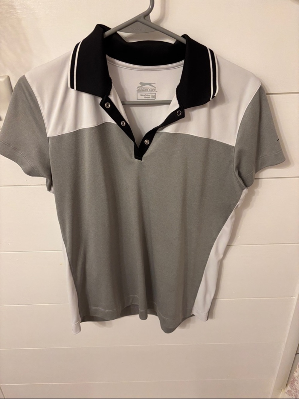 Slazenger Grey, White & Black Athletic Polo